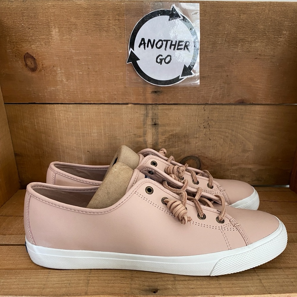 Womens Sperry Pier View Nubuck Leather Sneakers Shoes Pink Size 11